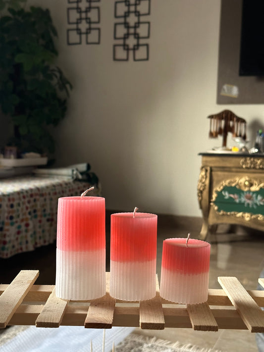 straight ribbed pillar candle