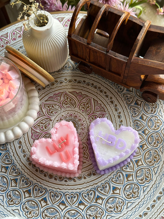 heart cake candle