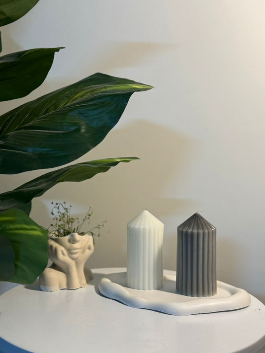 ribbed pillar candle